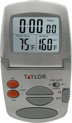 Taylor Programmable Instant-Read Wired Probe Digital Meat Thermometer, Stainless Steel for BBQ, Grill, Kitchen Cooking, Accurate Temperature Readings