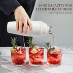 KITESSENSU Cocktail Shaker Set, Stainless Steel Martini Shaker with Bartender Strainer, Measuring Jigger, Bar Mixing Spoon, Cocktail Recipe Included, White