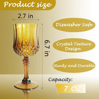 Plastic Wine Glasses, Plastic Goblets Vintage Style Cordial Unbreakable Drinking Glasses, Reusable Drinkware for Wedding Reception, Grand Event Party Supplies (24, Amber)