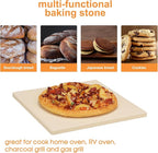 Small 10x10 Inch Cordierite Pizza Stone for RV Camper Oven & Grill, Square Baking Stone for Pizza, Bread, Pies, BBQ, Durable and Safe, with Plastic Scraper