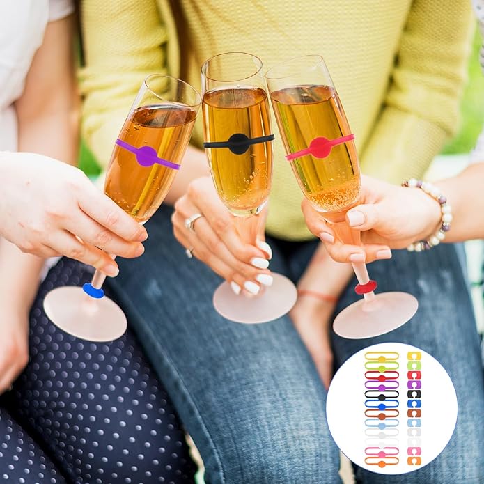 24 Pack Cup Markers for Drinks, Wine Glass Markers Charms Drink Marker Party Drinking Labels for Glasses Cup, Beer Bottle, Mug, Jar, Cocktail Glass