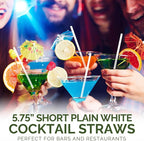 [400 Pack] Compostable Short Paper Straws Individually Wrapped, 5.75" x 0.24", Dye-free White - Great for Kids, Milk Cartons, Cocktail & Coffee