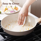 SENSARTE Ceramic Nonstick Frying Pan Skillet with Lid 9.5Inch Non Stick Egg Pan Omelette Pans, Non-toxic Kitchen Cooking Chef's Pan, Free of Intentionally Added PFAS/PTFE/PFOA, Induction Compatible