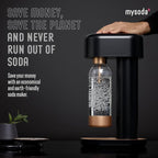 Mysoda Ruby 2 Soda Streaming Machine - Silent and Long-Lasting Aluminium Soda Maker with 1L Water Bottle - Without CO2 Cylinder - Black Silver