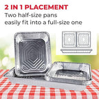 IDL Packaging Aluminum Foil Pans with Lids, Shallow - 15 pc Chafing Dish Set - 5 Full Size and 10 Half Size Steam Table Pans + Lids - Disposable Cookware for Catering, Buffet, Party, BBQ