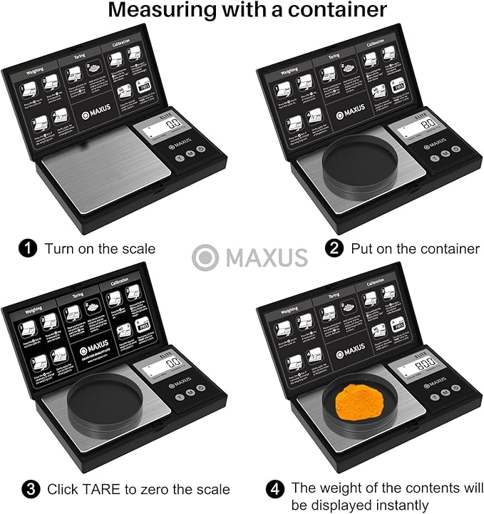 MAXUS Digital Gram Scale 1000g/0.1g, Small Food Scale with Backlit LCD, Mini Pocket Scale for Jewelry