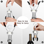 Wing Corkscrew Wine Opener, Premium Zinc Alloy Manual Bottle Opener, Heavy Duty Multifunctional Tool for Kitchen, Bar, Restaurant & Waiters (Aesthetic Silver)