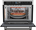 KoolMore Reserve 24 in. 1.6 cu. ft. Built-in Convection Microwave Oven with 10 Power Levels, Sensor Cooking, Bake, Roast, Broil, Defrost, 1750 Watts, UL Certified in Black Stainless-Steel