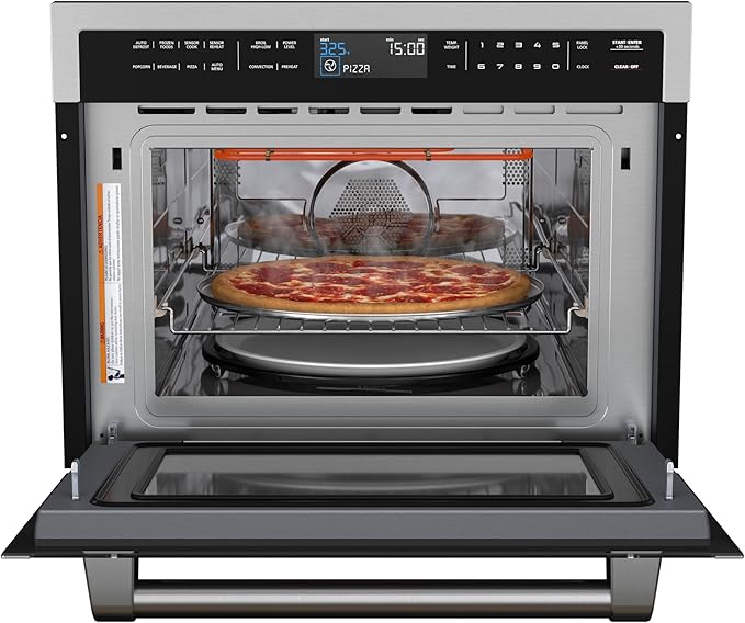 KoolMore Reserve 24 in. 1.6 cu. ft. Built-in Convection Microwave Oven with 10 Power Levels, Sensor Cooking, Bake, Roast, Broil, Defrost, 1750 Watts, UL Certified in Black Stainless-Steel
