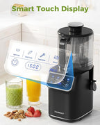 TUUMIIST 3-in-1 Cold Press Juicer Machine, Smart Touch Masticating Juicers for Whole Fruit & Vegetable, 6.5" Wide Chute Slow Juicer for Nut Milk & Sorbet, High Yield, 100oz Large Capacity, Easy Clean