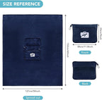 SINLAND Travel Pillow and Blanket 2-in-1 Set,Airplane Packable Bag,Soft and Lightweight Plane Flight Car Trips Travel Essentials Gift,Hand Luggage Sleeve and Backpack Clip,60x50 Inch NavyBlue