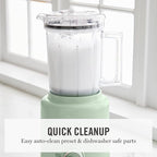 Martha Stewart 50oz Countertop Blender, Smoothie, Margarita & Ice Crushing Blender, BPA-Free Pitcher, 3 Speeds, 5 Presets, Auto-Clean Function, Dishwasher Safe, Stainless Steel Blades, Honeydew Green
