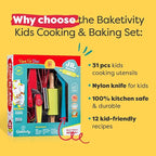 Baketivity All-In-One Kids Cooking Tool Set and Unicorn Rainbow Cookies Kit Bundle - Learn Basic Baking Skills with Duff Goldman DIY Cookie Making Kit - Best Cooking Set Gift for Little Junior Chefs