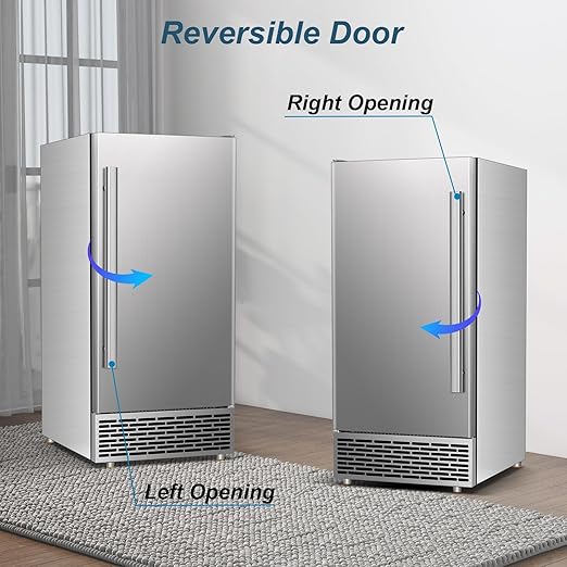 Commercial Ice Maker Machine 120 LBS/24H, 60 LBS Cold Preservation Bin for 4-6 H, Freestanding Undercounter Ice Maker Stainless Steel, 40 Ice Trays Built-in Ice Machine for Restaurant Bar Kitchen Cafe