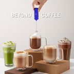 Mini & Mighty Milk Frother Wand – Powerful Handheld Coffee Frother, Battery Operated Drink Mixer – Compact Pocket Size – Detachable Whisk for Latte, Cappuccino, Matcha, Hot Chocolate – Royal Blue