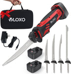 VLOXO Electric Fillet Knife, Cordless Fillet Knife with 4 Stainless Steel Blades Safety Lock Non-Slip Grip Handle Storage Case Rechargeable Electric Knives for Filleting, Meat, Bread, Turkey