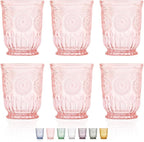 Yungala Purple Small Drinking Glasses Set of 6 Vintage Hobnail Design 8 oz