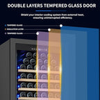 200 Bottle Upgrade Wine Cooler Refrigerator - 24 Inch Large Capacity Wine Fridge Built-In Freestanding, with Quiet Compressor, Professional Temperature Control & Wine Cellar - Black