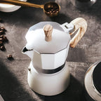 MORDEN MS Moka Pot, Stovetop Espresso Maker 6 Cup/10 OZ Italian Coffee Maker Camping Coffee Pot Manual Cuban Coffee Percolator for Cappuccino or Latte- White