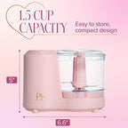 Paris Hilton 1.5-Cup Food Chopper, Stainless Steel Blade With One-Touch Pulse Control, Compact Mini Electric Chopper For Vegetables, Herbs, Nuts & Dressings, Pink