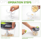 Manual Food Processors & Chopper with Cover and Handle, Manual Onion Chopper Slicer Cutter, Vegetable Chopper, Suitable for Garlic Carrots Onions Peppers Fruits Mincing.（900ML）