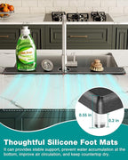 Stone Faucet Mat for Kitchen Sink, Diatomite Sink Protectors - Prevent Moisture Drying Stone Tray Fit Kitchen Counter & Bathroom Counter (Dark Gray, 30" x 4")