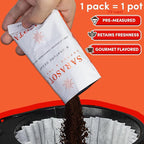 Coffee Packets – Dark Roast Decaf Ground Packs, Low Acid Pre-Measured 2oz Bags for 12-Cup Drip Brewers, Bulk Single-Pot Commercial Pouches