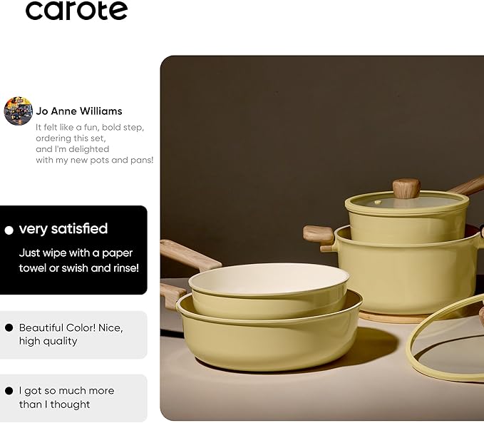CAROTE 24pcs Ceramic Cookware Set, Pots and Pans Non Stick Kitchen Cookware Sets, Pots and Pans Set Cooking Set with Knife Set