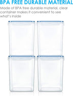 Vtopmart Large Food Storage Containers 5.2L / 175oz, 4 Pieces BPA Free Plastic Airtight Canisters for Flour, Sugar, Baking Supplies, Rice with Lids, 4 Measuring Cups and 24 Labels, Blue