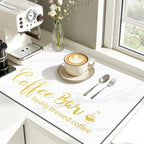 Findosom Dish Drying Mat, 17"x 32" Super Absorbent & Hide Stain Coffee Mat, Cuttable Drying Mat for Kitchen Counter, Coffee Bar Accessories, Under Dish Rack, Coffee Maker, Espresso Machine, White