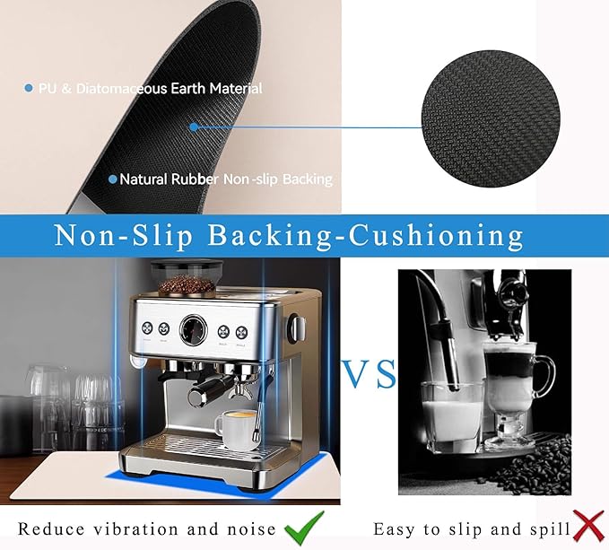 Coffee Mat for Countertops ,Coffee Bar Accessories Fit Under Coffee Maker Espresso Machine, Absorbent Hide Stain Rubber Mat for Countertop ,Dish Drying Mat for Kitchen Counter(Beige,16"x24")