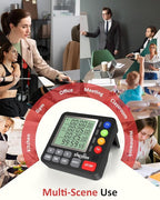 Digital Kitchen Timer for Cooking - 4 Channel Count Up Countdown Timer with Loud Alarm and Silent Mode, Large Display, Magnetic Back, Auto Memory for Classroom Study Gym, Battery Included (Black)