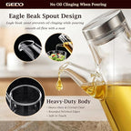 GEDO Borosilicate Glass Oil Dispenser, Eagle Beak Drip-Free Spout with Airtight Stainless Steel Lid, Measurement Markings & Ergonomic Handle, Multi-Purpose for Kitchen & Outdoor Picnic (0.79QT/750ml)
