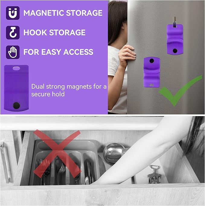 2 Pack Canning Jar Opener with Magnets, Mason Jar Opener For Canning Lids, Regular and Wide Mouth Lids, Powerful Magnet for Easy Refrigerator Storage, Releases Vacuum Seal– Patent Pending(Purple)
