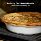 ONEMORE 9-Inch Deep Dish Pie Pan - Ceramic Pizza Pan for Oven, Baking Chicken Pot Pie, Quiche & Tarts - Rustic White Dish for Perfectly Crispy Crust, Large Ruffled Baking Plate