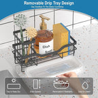 Sponge Holder for Kitchen Caddy Sink Organizer, Multifunctional Rustproof Dish Soap Sponge Caddy for Sink Counter with Detachable Brush Holder & Drain Tray - Storage Kitchen & Home Accessories
