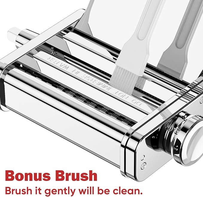 GVODE 3 in 1 Pasta Attachment for KitchenAid Stand Mixer, All Metal Pasta Maker KitchenAid Attachment, Pasta Sheet Roller, Spaghetti Cutter, Fettuccine Cutter Maker Accessories and Cleaning Brush