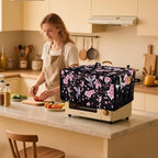 Hummingbird Cherry Blossom Print Toaster Oven Cover, Heat-Resistant Toaster Cover Dust-Proof Microwave Oven Protector, Protections for Kitchen, Black, (Medium-16.1*19.71*10 inches)