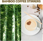 150 Count Bamboo Coffee Stirrer - Disposable 5.5 inches Long Wooden Stir Sticks for Coffee and Cocktails - Smooth, Splinter-Free Beverage Mixers - Ideal for Cafe, Bars and Drink Stations