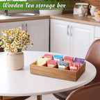 DRASTAR Acacia Wooden Tea Bag Organizer with 8 Slots, Sugar Packet Holder and Tea Bag Caddy Box for Countertop