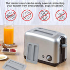 2 Pack Toaster Cover,Silicone Toaster Lid Bread Machine Cover 2 Slice Wide Slot,Electric Bread Maker Upper Covers for Clean Organized Kitchen(Grey)