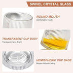 Rotatable Old Fashioned Glass Cup, 275ml/10oz Crystal Whiskey Glass Set of 2, Wood Coaster, Thickening, Used as Rum Glass Cup, Cocktail, Coffee, Milk to Relax and Reduce Stress, Christmas gifts