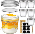 ComSaf Wide Mouth Mason Jars with Lids 8 oz 6Pcs, Half Pint Small Mason Containers, Canning Jars for Jam, Jelly, Meal Prep, Overnight Oats, Yogurt Parfait, Shower Wedding Favors, DIY Candles Decor