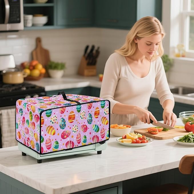 Easter Egg Polka Dot Print Toaster Oven Dust Cover for Easter Decor, Microwave Oven Cover, Stain-proof Case Fits Most Kitchen Small Appliances, (Small-14.5*18.46*9 inches)