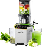 Cold Press Juicer, Touchscreen Juicer Machines with Wide Feed Chute, Stainless Steel Masticating Juicers Easy to Clean, Ergonomic Operational Panel Design, High Juice Yield, Steel