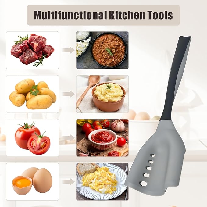 2 Pack Mincing Spatula Meat Chopper - Hamburger Grinder & Ground Beef Smasher, Premium Heat-Resistant Mincing Spatula for Kitchen, Potato Mix & Masher Tool, Meat & Poultry Tenderizer