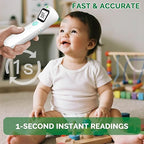 No Touch Forehead Digital Thermometer for Adults, Kids with Fever Alarm, 1s Instant Reading Large LCD Display, Multi-Mode Object Temperature (Batteries Included)