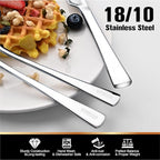 KINGSTONE Silverware Set for 8, 45-Piece Forged 18/10 Stainless Steel Flatware Set with Serving Utensils, Mirror Finish Cutlery Set Dishwasher Safe for Home, Restaurant, Wedding, Party