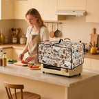 Coffee Chocolate Cake Print Toaster Oven Cover with Top Handle, Heavy Duty Dust-proof Microwave Oven Cover Compatible with Most Toasters Ovens (Large-14.5 * 18.46 * 9 inches)