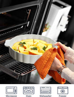 Samsle Ceramic Pie Pan For Baking,13Inch Round Baking Dish With Double Handle,Pie Plate With Ruffled Edge-Microwave, Dishwasher, and Oven Safe